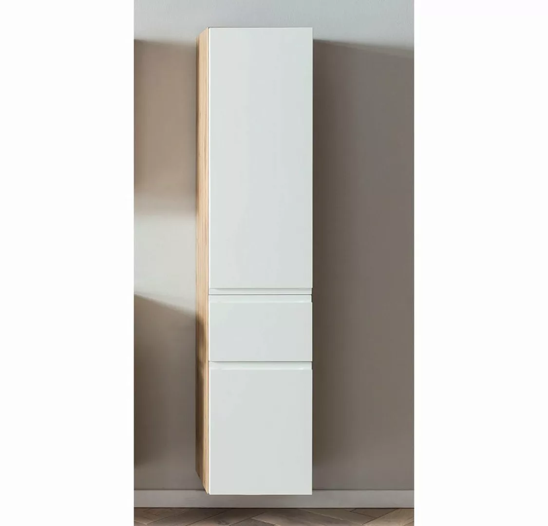 Lomadox Hochschrank Badezimmer 40cm in Wotan Eiche Nb. mit weiß matt, B/H/T günstig online kaufen