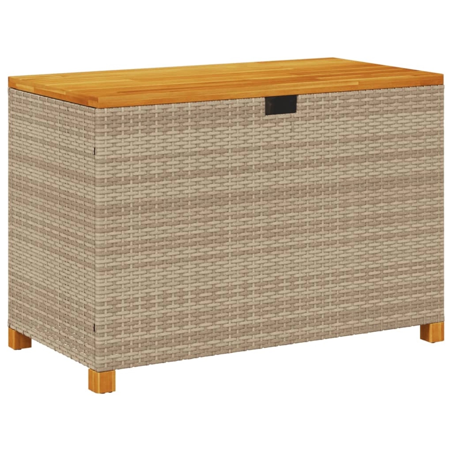 vidaXL Gartentruhe Beige 110x55x63 cm Poly Rattan Akazienholz günstig online kaufen