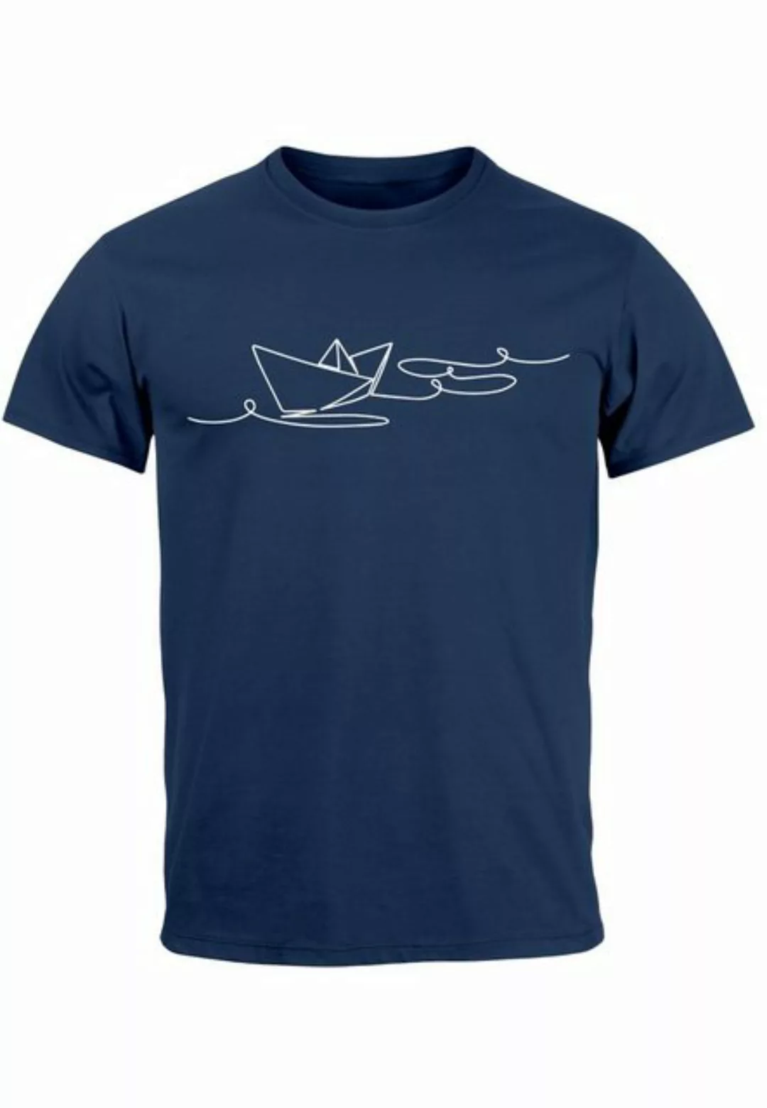 Neverless Print-Shirt Herren T-Shirt Boot Polygon Papier-Schiff Origami Auf günstig online kaufen
