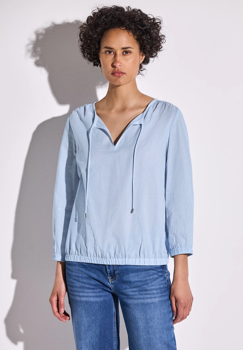 STREET ONE Shirtbluse, mit geschlitztem Ausschnitt mit Kordeln günstig online kaufen