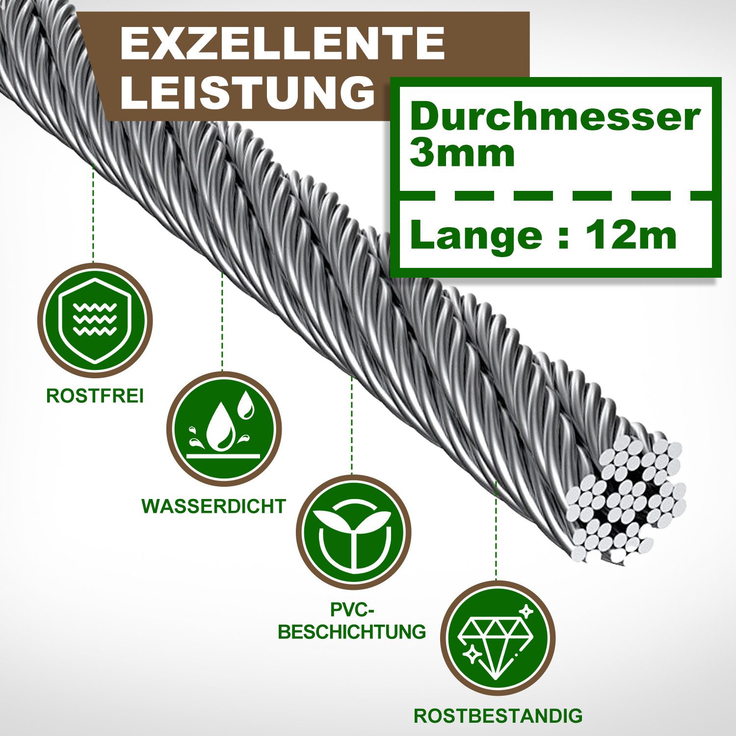 Clanmacy Rankgitter 12M Drahtseil Rankhilfe Edelstahl günstig online kaufen