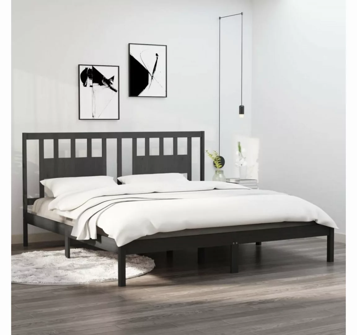 furnicato Bett Massivholzbett Grau Kiefer 200x200 cm günstig online kaufen