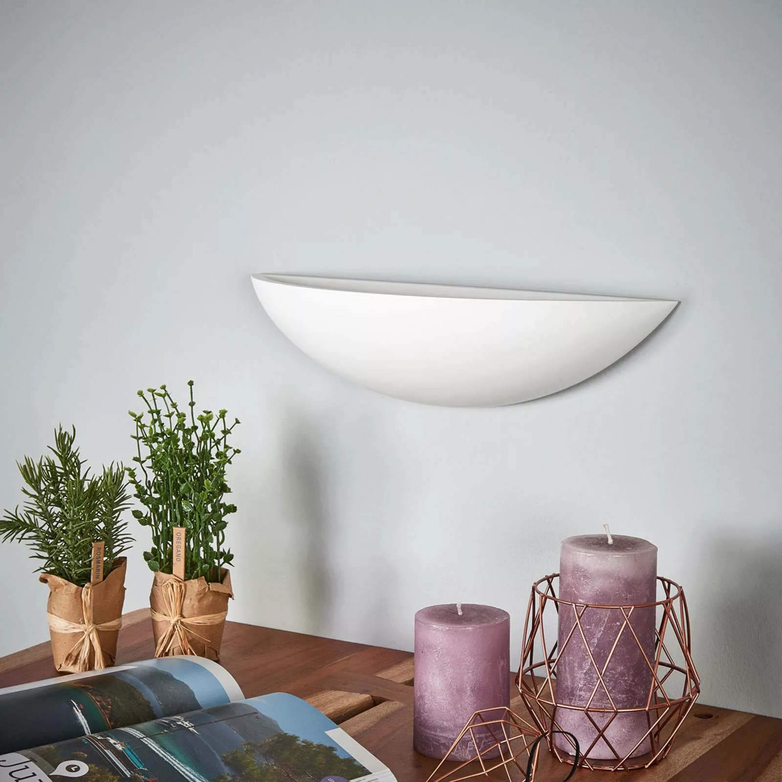 Schalenförmige Gips-Wandlampe Guilia günstig online kaufen