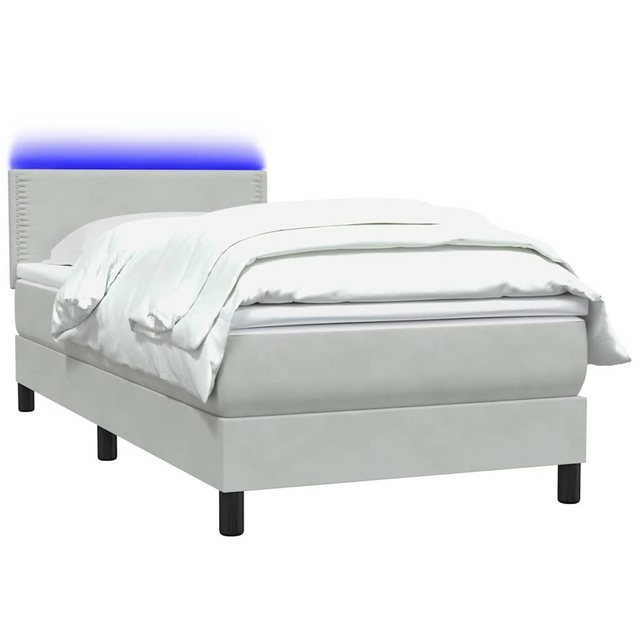 vidaXL Bett Boxspringbett mit Matratze Hellgrau 80x220 cm Samt günstig online kaufen