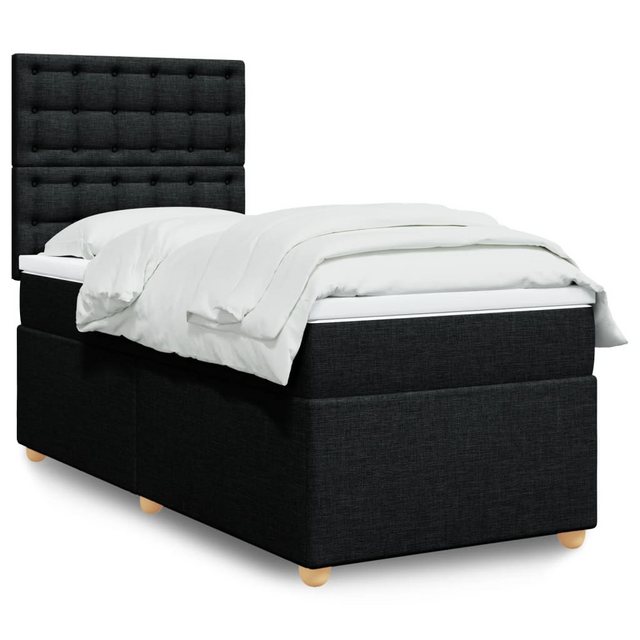 vidaXL Boxspringbett, Boxspringbett mit Matratze Schwarz 100x200 cm Stoff günstig online kaufen