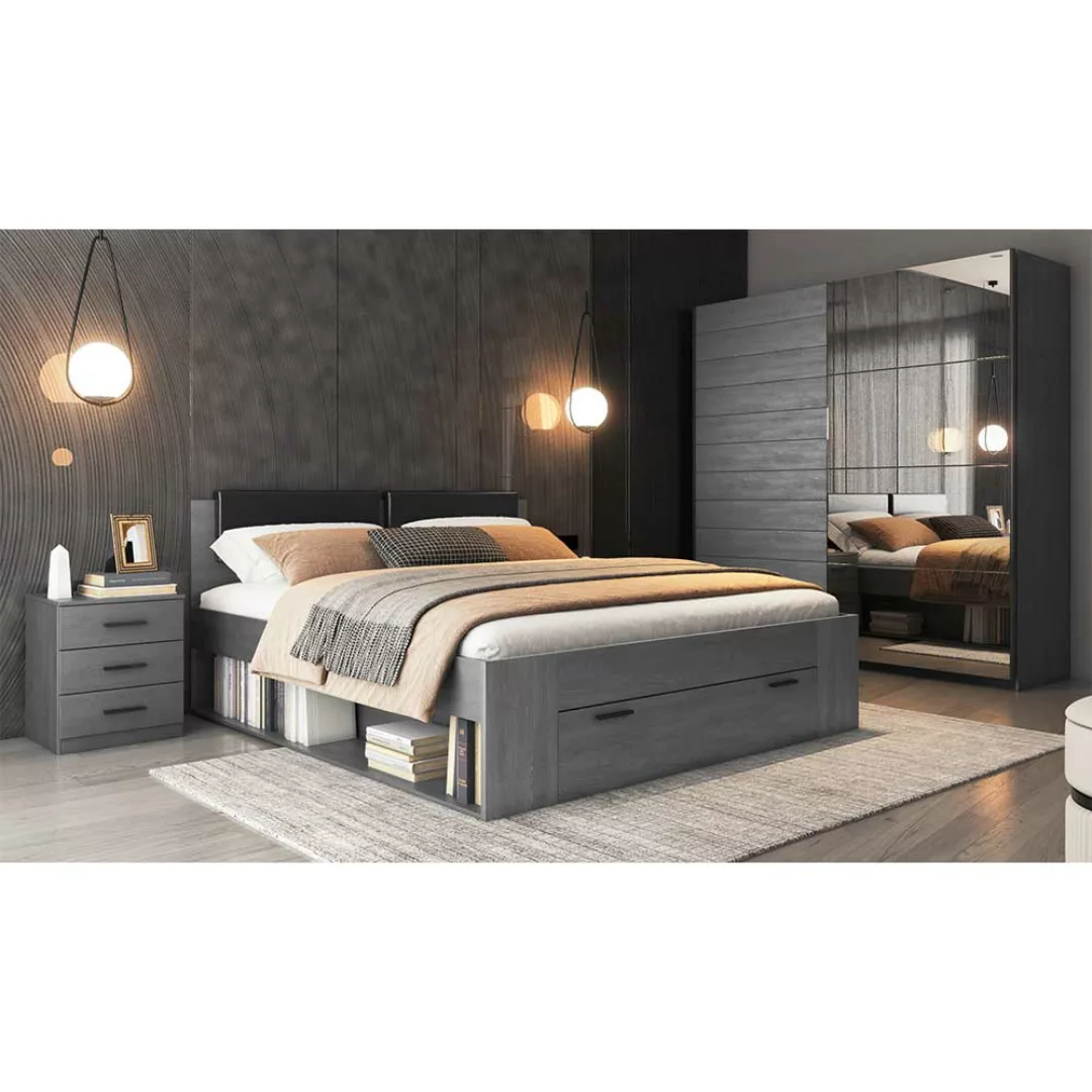 Schlafzimmer Set in Eiche Grau modern (vierteilig) günstig online kaufen