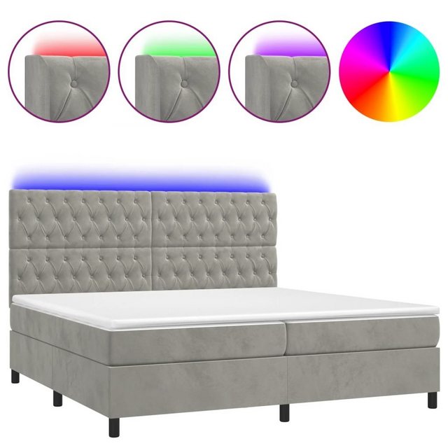 vidaXL Boxspringbett Boxspringbett mit Matratze LED Hellgrau 200x200 cm Sam günstig online kaufen