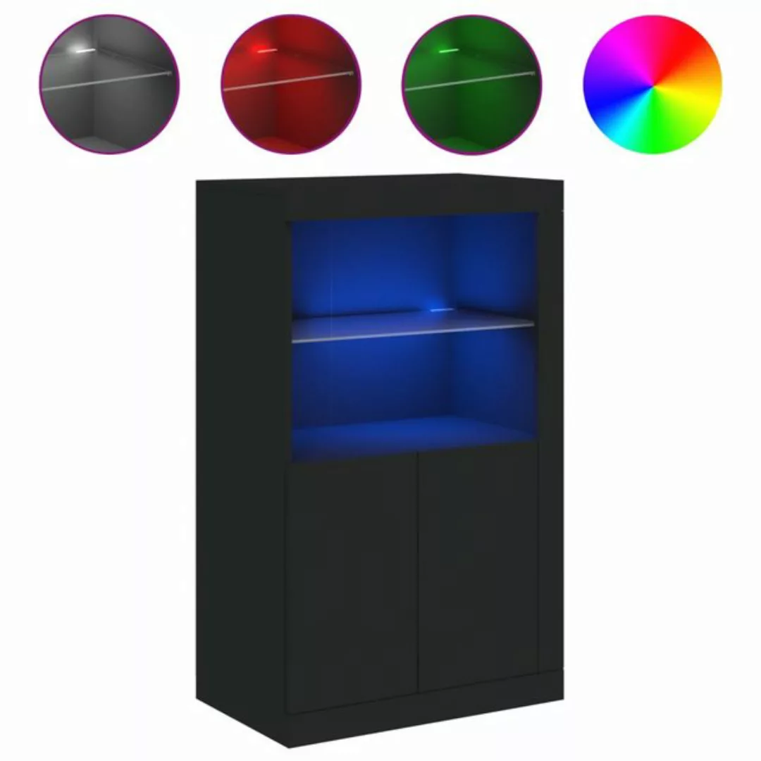 vidaXL Beistellschrank mit LED-Leuchten Schwarz Holzwerkstoff Modell 1 günstig online kaufen