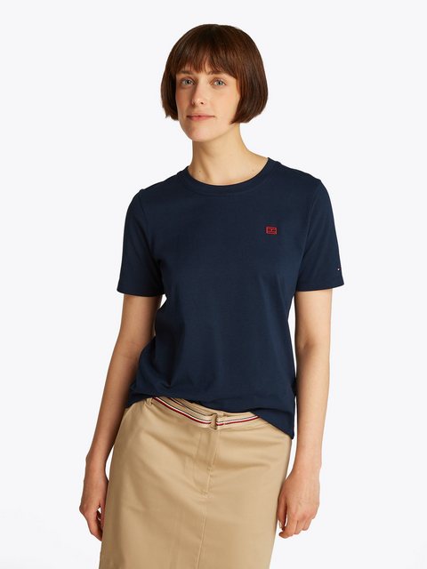 Tommy Hilfiger T-Shirt REG CONTRAST FLAG SS TEE mit Logostickerei günstig online kaufen