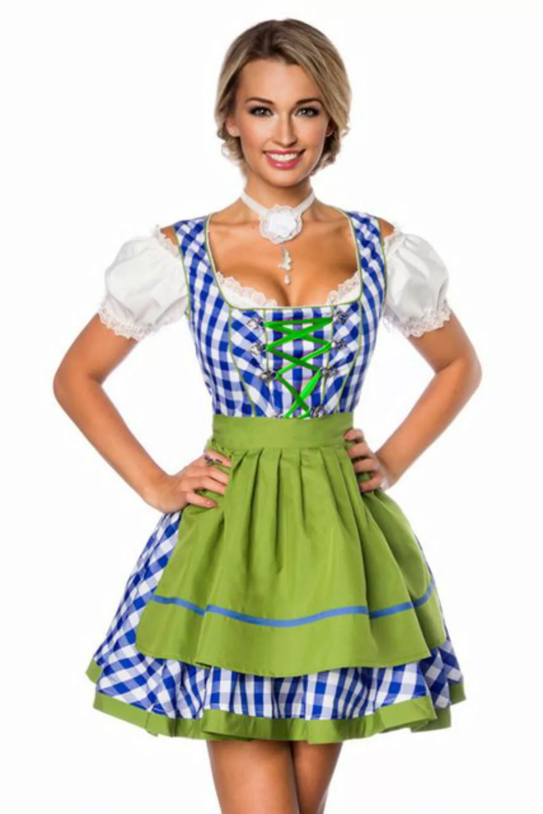 Dirndline Dirndl Wiesn Tracht Dirndl Kleid Oktoberfest Blau Grün Kariert Wa günstig online kaufen