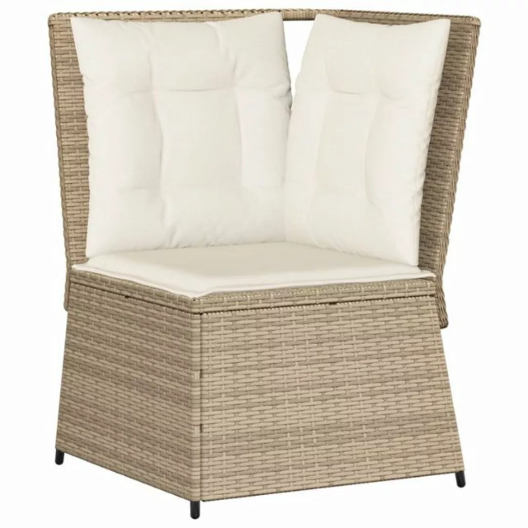 vidaXL Loungesofa Garten-Ecksofa mit Kissen Beige Poly Rattan, 1 Teile günstig online kaufen