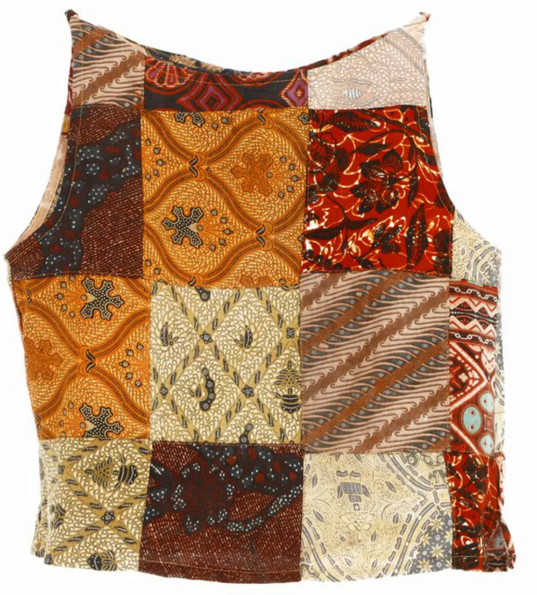 Guru-Shop T-Shirt Boho Patchwork Sommertop, Damentop, ärmellose.. Ethno Sty günstig online kaufen