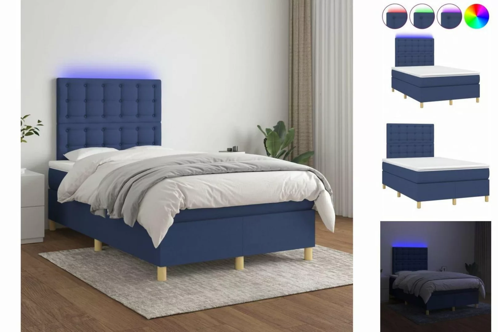 vidaXL Boxspringbett Bett Boxspringbett mit Matratze & Topper & LED (120 x günstig online kaufen