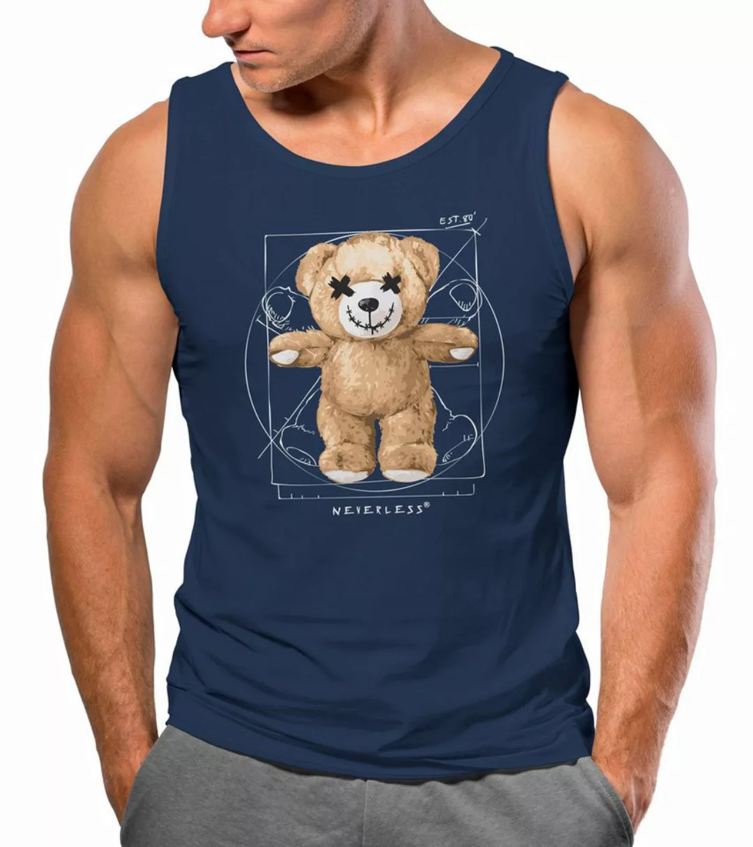 Neverless Tanktop Herren Tank-Top Print Teddy Bär DaVinci Meme Parodie Musk günstig online kaufen