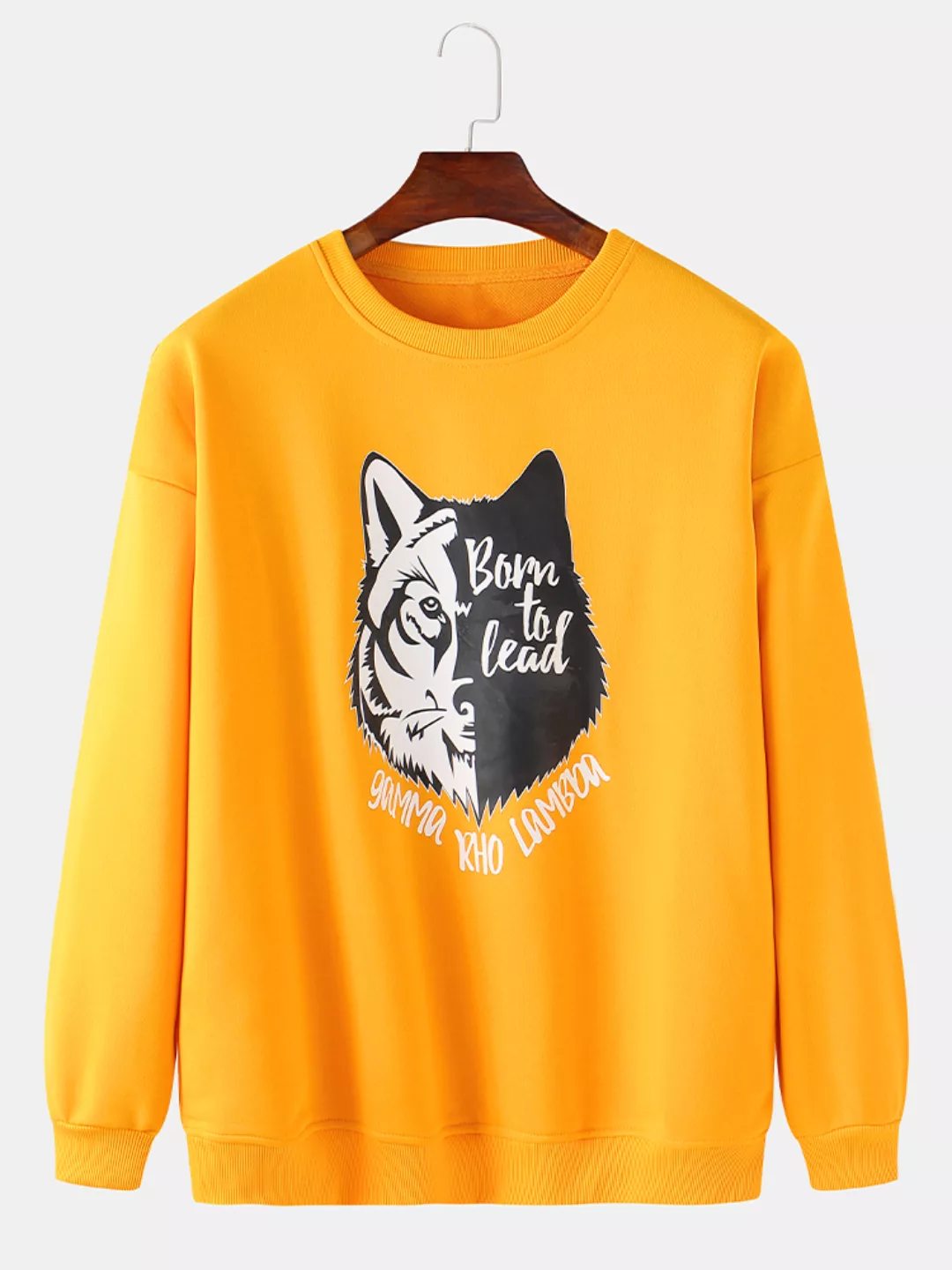 Herren Cartoon Wolf Brustdruck Solid Daily Loose Fit Pullover Sweatshirts günstig online kaufen