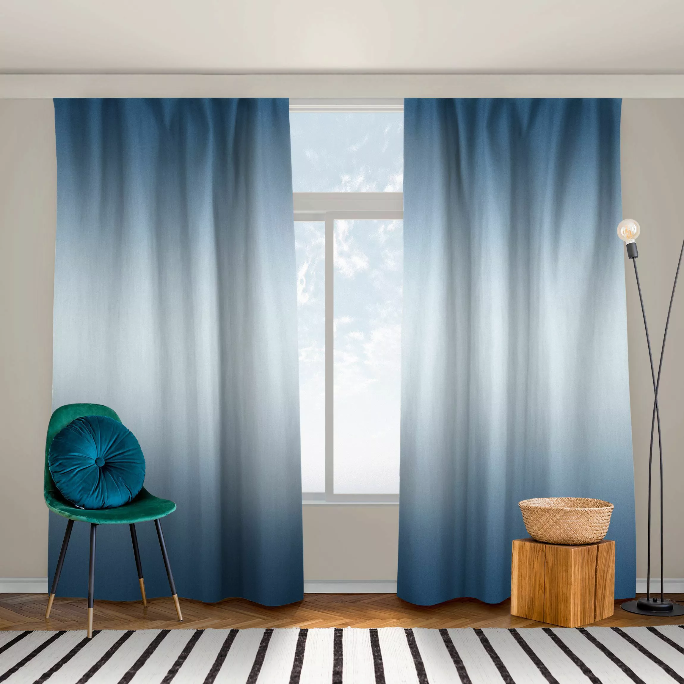 Vorhang Blauer Horizontaler Farbverlauf günstig online kaufen