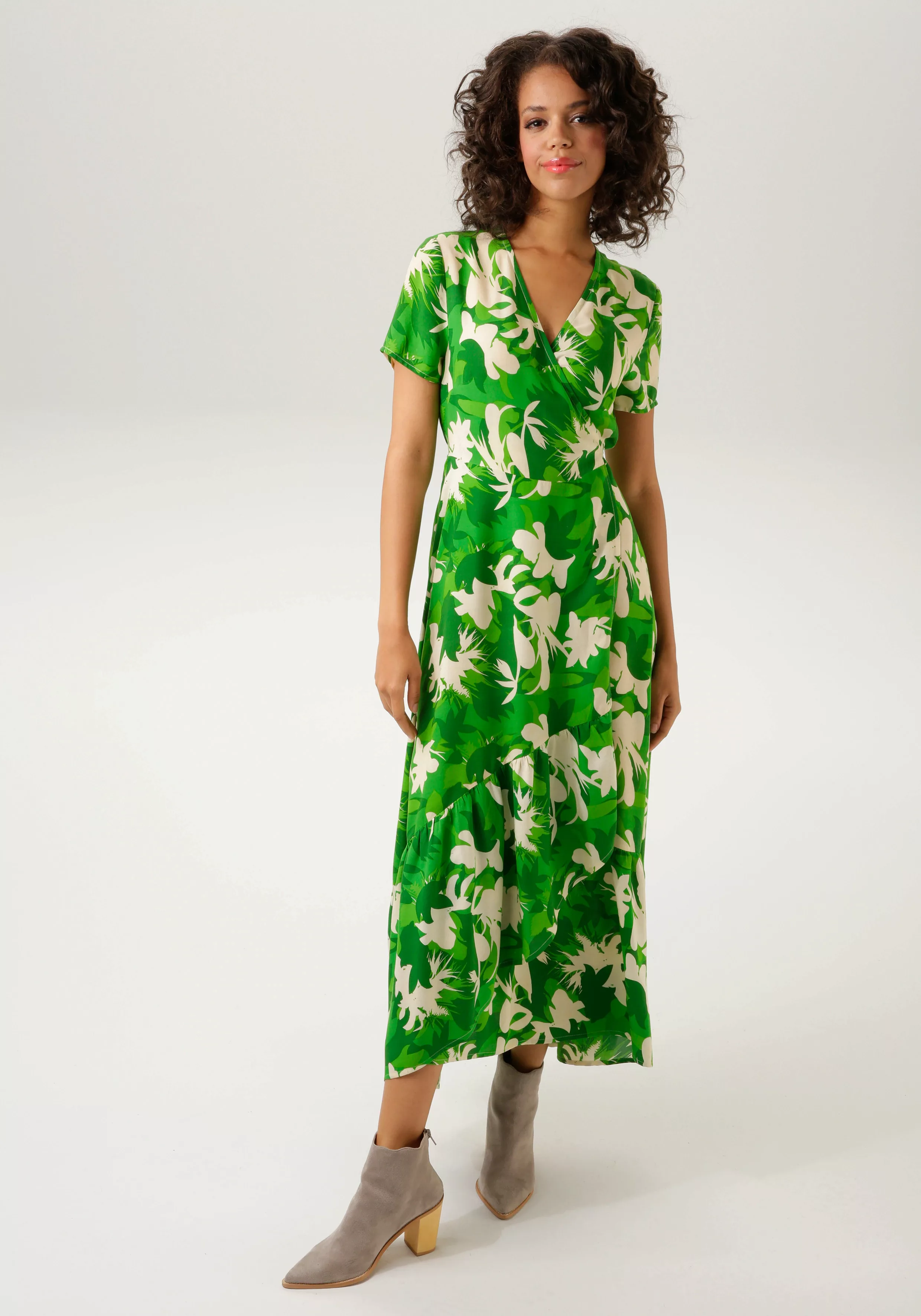 Aniston CASUAL Wickelkleid, mit graphischem Blumendruck günstig online kaufen