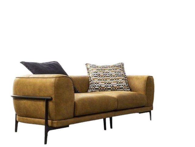 JVmoebel Sofa Zweisitzer Sofa 2 Sitzer Sofas Modern Gelb Kunstleder Couch D günstig online kaufen