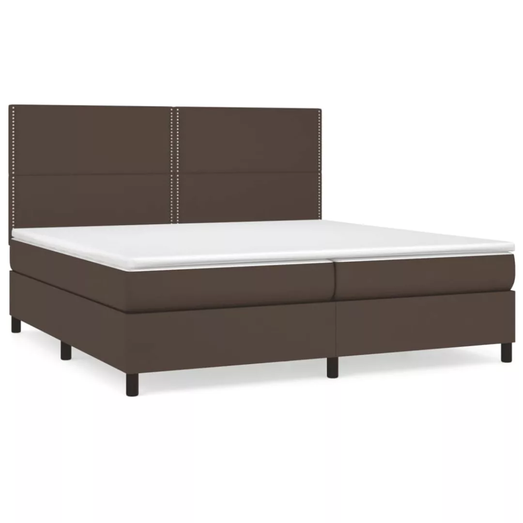 Vidaxl Boxspringbett Mit Matratze Braun 200x200 Cm Kunstleder günstig online kaufen