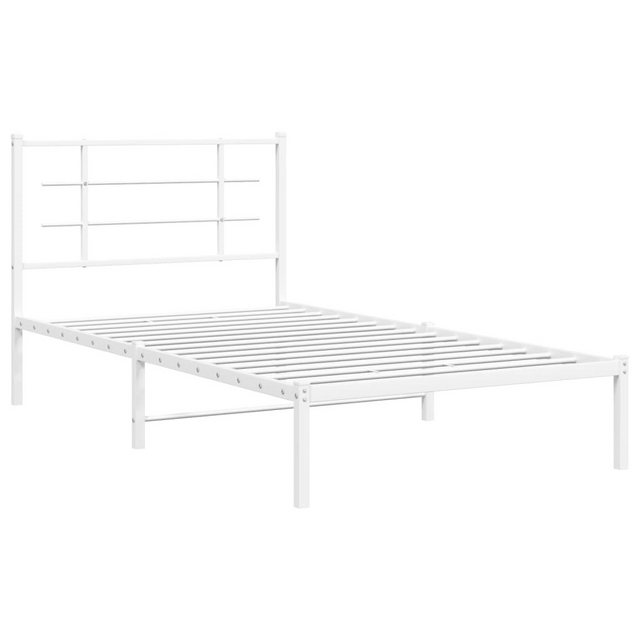 vidaXL Bett Bettgestell mit Kopfteil Metall Weiß 100x190 cm günstig online kaufen