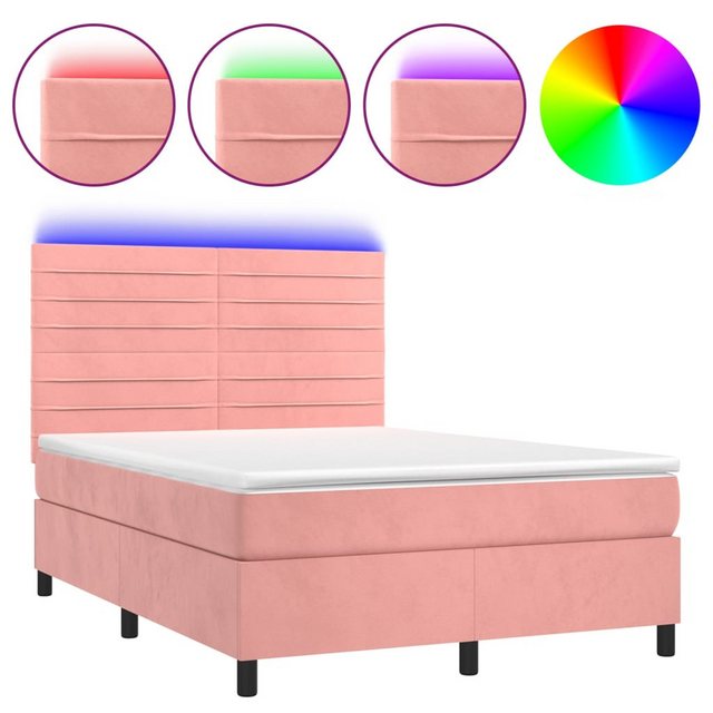 vidaXL Boxspringbett Boxspringbett mit Matratze & LED Samt (140 x 190 cm, R günstig online kaufen