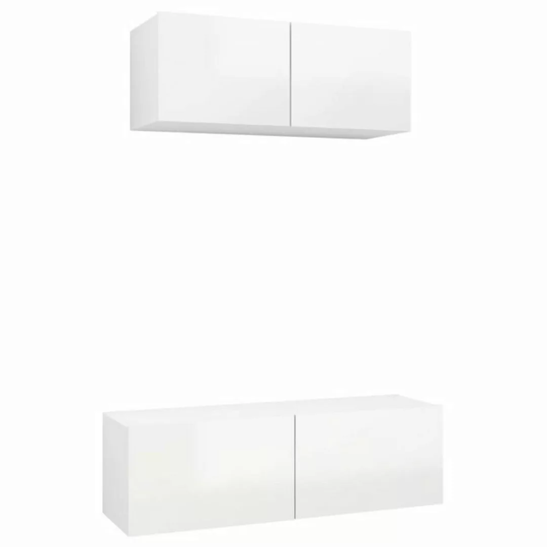 furnicato TV-Schrank 2-tlg. TV-Schrank-Set Hochglanz-Weiß Holzwerkstoff (1- günstig online kaufen