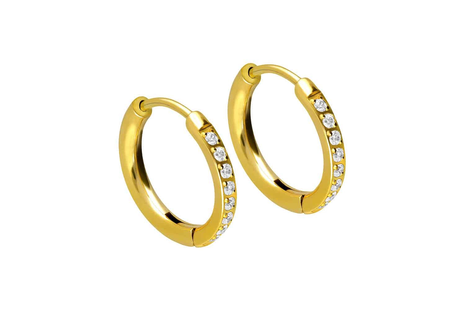 FILANGO Piercing-Set Chirurgenstahl Ohrclicker Creolen EINGEFASSTE günstig online kaufen