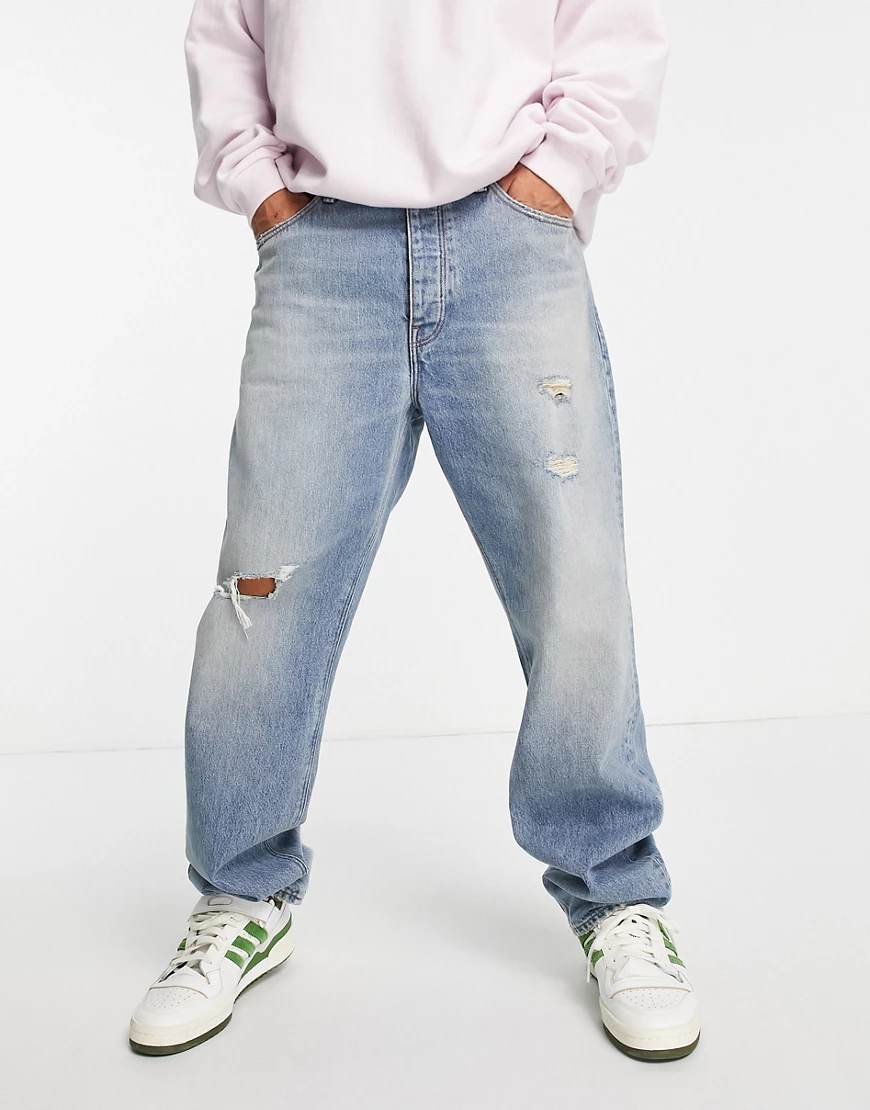 ASOS DESIGN – Gerade geschnittene Jeans in mittlerer, getönter „Less Thirst günstig online kaufen