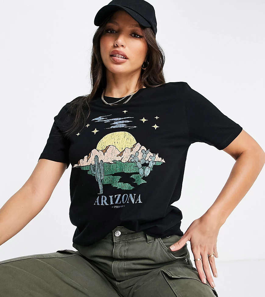 ASOS DESIGN Tall – T-Shirt in Schwarz mit Landschafts-Grafikprint günstig online kaufen