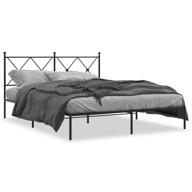 vidaXL Bettgestell, Bettrahmen mit Kopfteil Metall Schwarz 160x200 cm günstig online kaufen