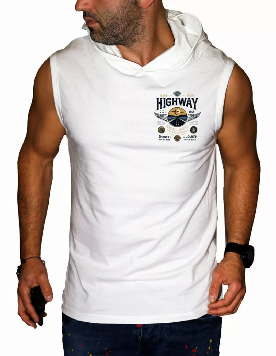 RMK Tanktop Herren Shirt Muskelshirt Gym Ärmellos mit Highway Motorrad aus günstig online kaufen