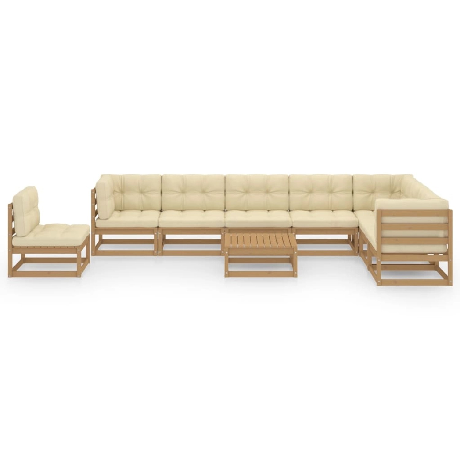 9-tlg. Garten-lounge-set Kissen Honigbraun Kiefer Massivholz günstig online kaufen