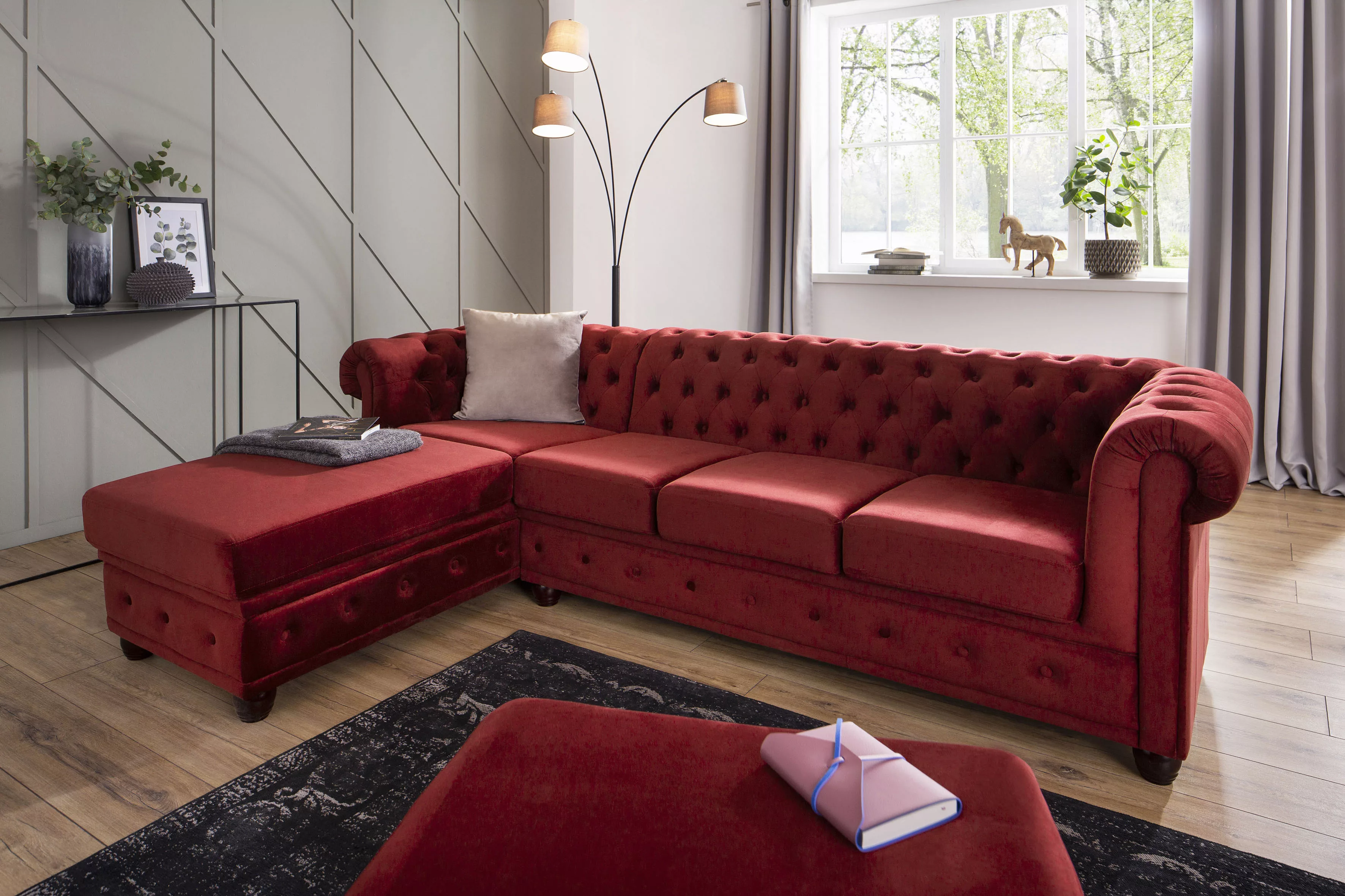 Home affaire Chesterfield-Sofa "New Castle L-Form", hochwertige Knopfheftun günstig online kaufen