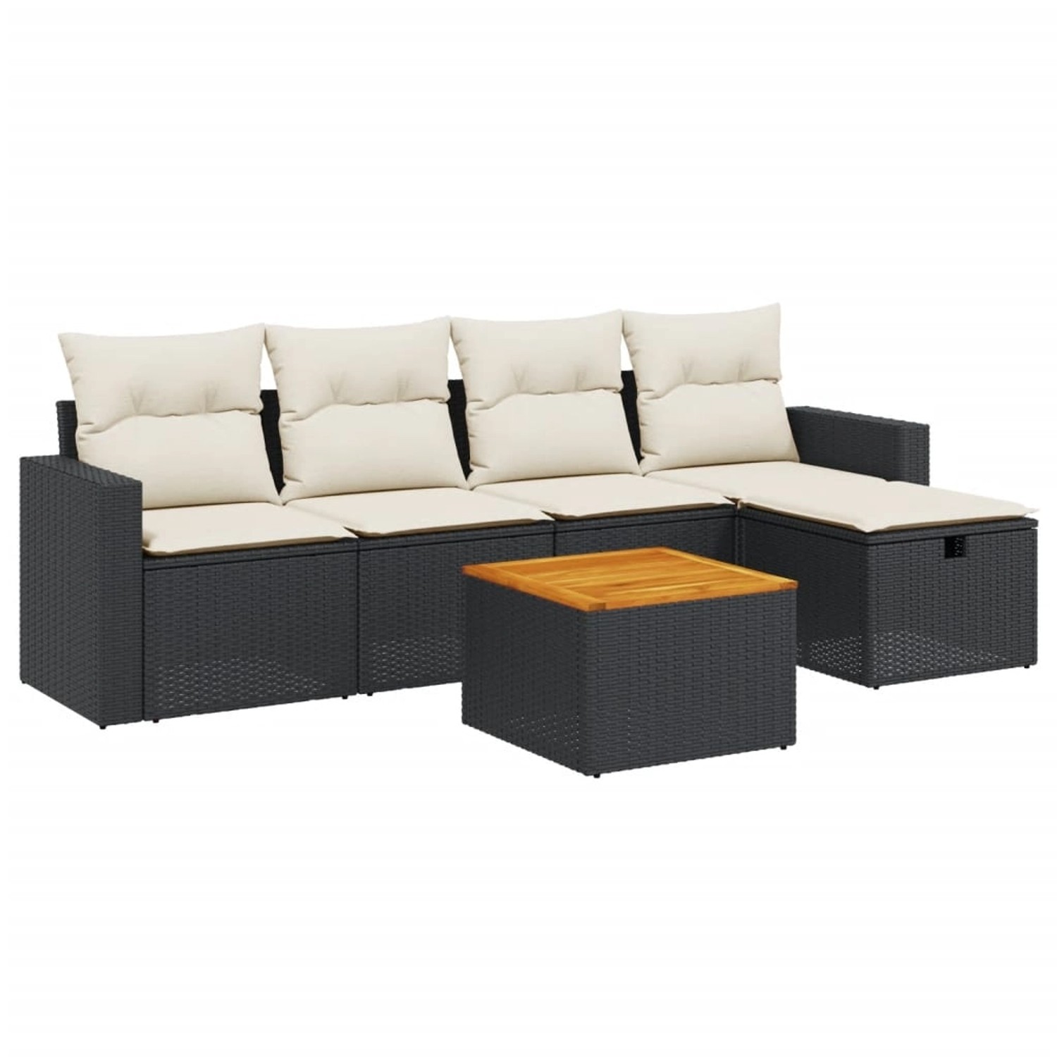 vidaXL 6-tlg Garten-Sofagarnitur mit Kissen Schwarz Poly Rattan Modell 142 günstig online kaufen