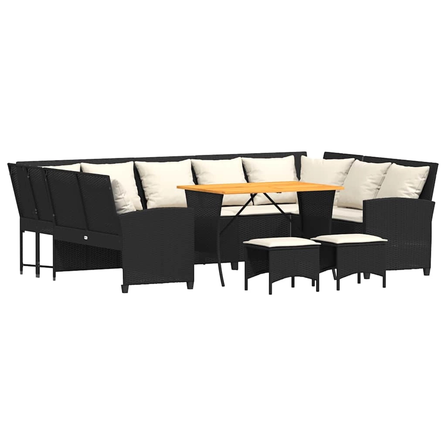 vidaXL 4-Tlg Garten-Sofagarnitur mit Kissen Schwarz Poly Rattan 3365338 günstig online kaufen