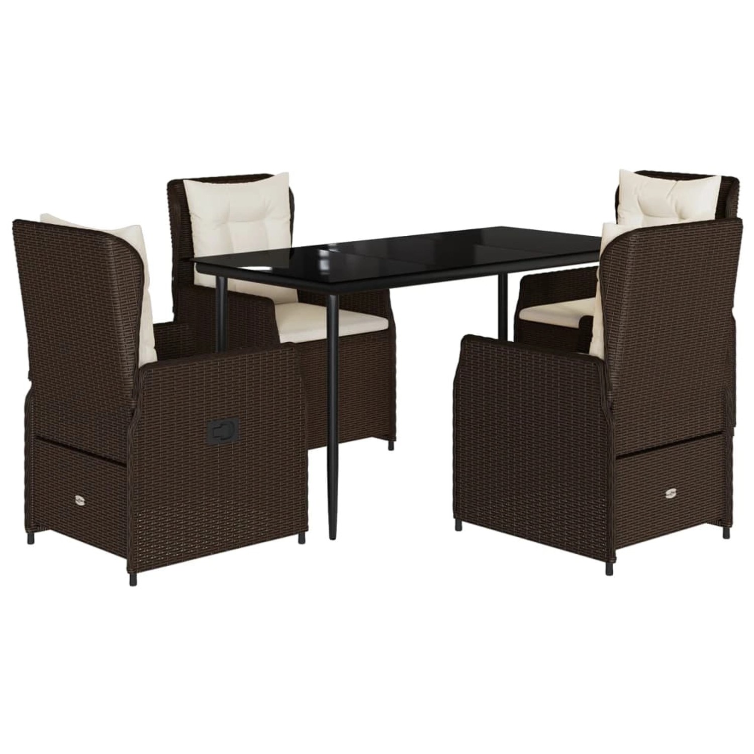 vidaXL 5-Tlg Garten-Essgruppe mit Kissen Braun Poly Rattan 3262842 günstig online kaufen