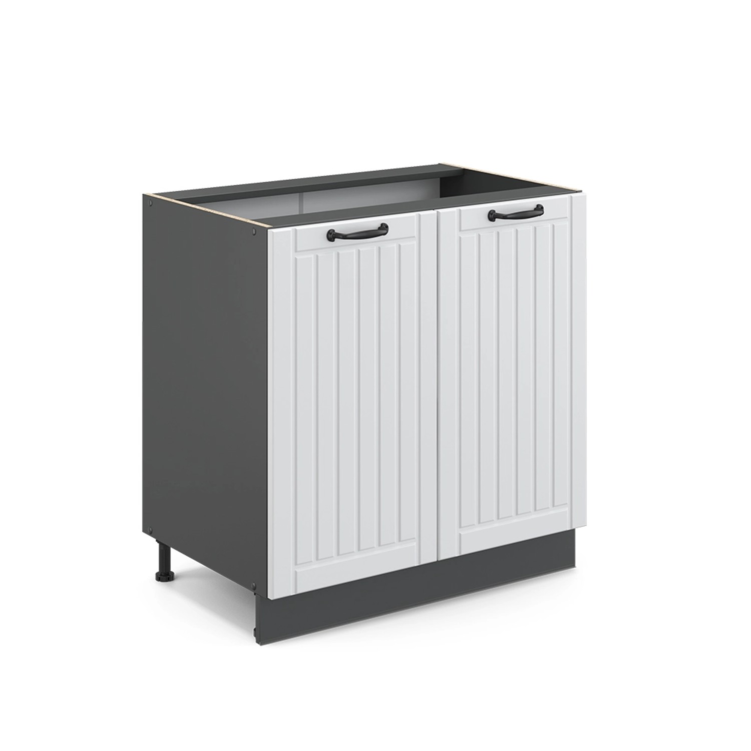 Vicco Spülenunterschrank Fame-Line Weiß Landhaus/Anthrazit 80 cm mit Regal günstig online kaufen