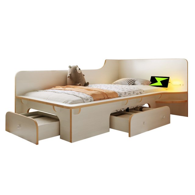 Rutaqian Funktionsbett Kinderbett 90 x 200 cm, mit Leselicht, USB, Type C u günstig online kaufen