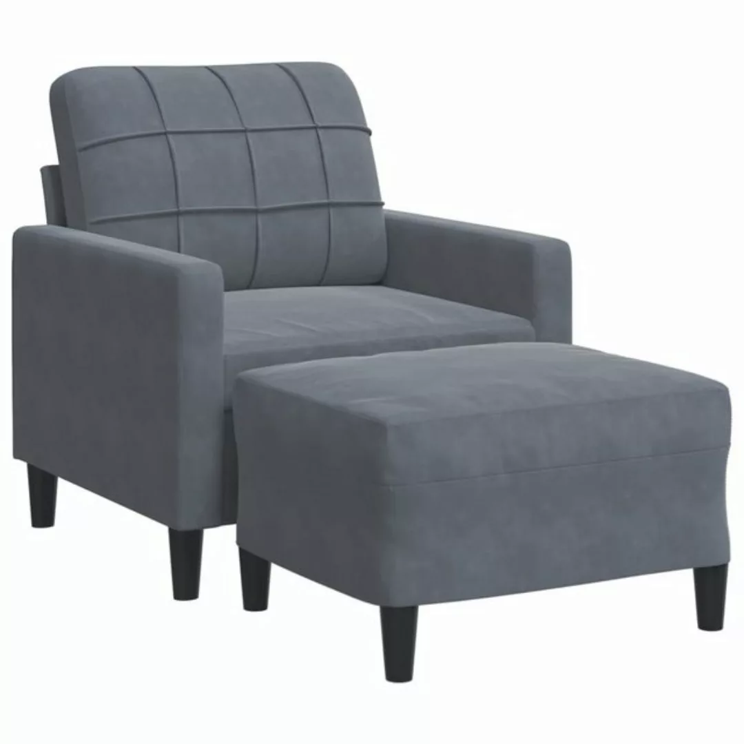 vidaXL Sofa Sessel mit Hocker 60 cm Samt, Dunkelgrau günstig online kaufen