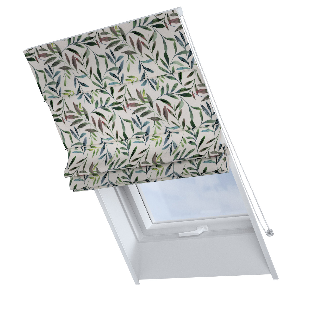 Dekoria Dachfenster-Raffrollo Rimini, weiß-grün, 50 x 60 cm günstig online kaufen