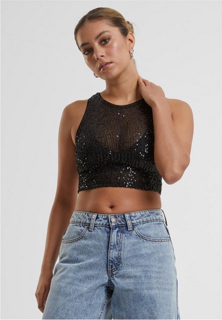 URBAN CLASSICS Tanktop Ladies Sequins Cropped Top Damen Pailettentop bauchf günstig online kaufen