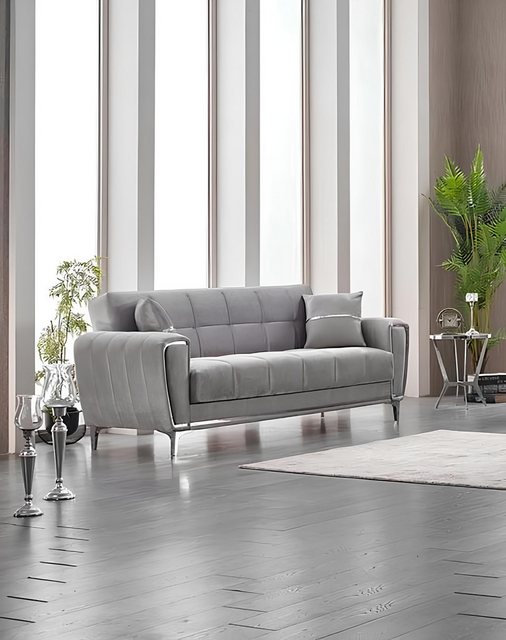 JVmoebel Sofa Couch Dreisitzer Polstersofa 3 Sitzer Stoffsofa Grau Sofa Des günstig online kaufen