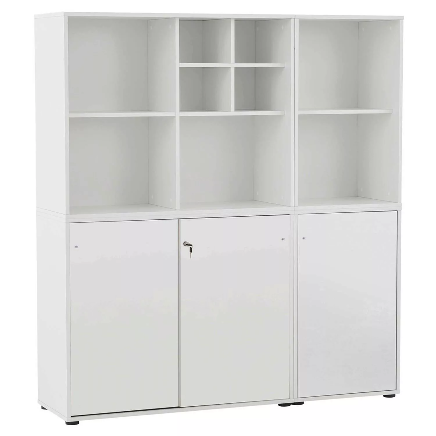 Büro Aktenschrank Regal Kombination BRAGA-80 in weiß, B/H/T: ca. 151,1/167, günstig online kaufen