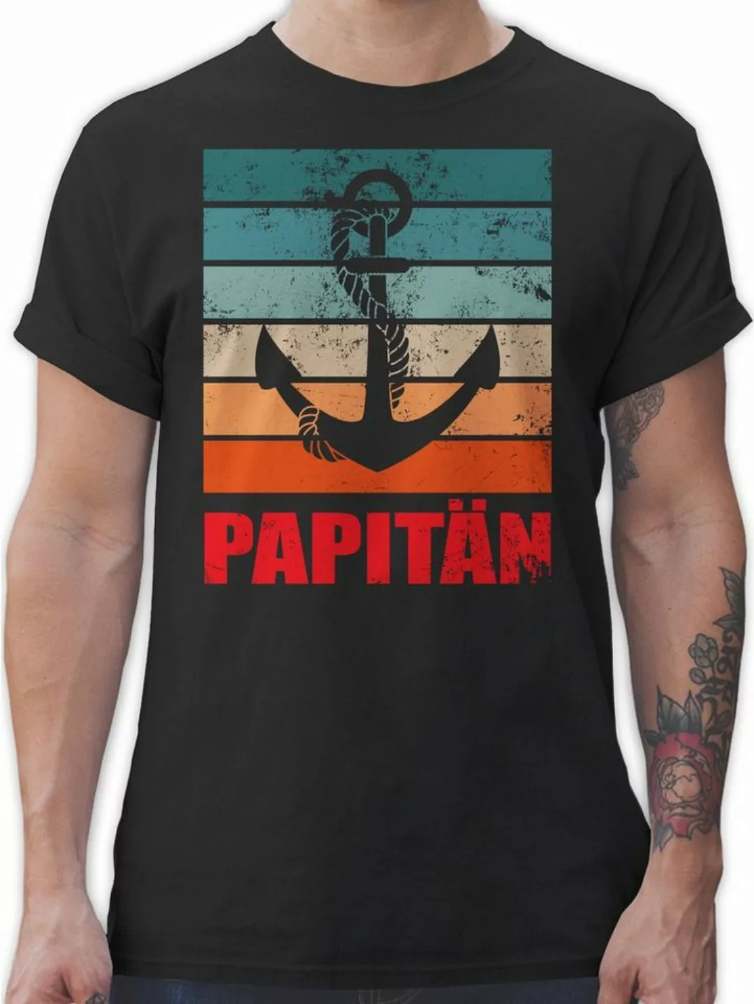 Shirtracer T-Shirt Papitän Papa Kapitän Geschenk für Bootsfahrer Vatertag G günstig online kaufen