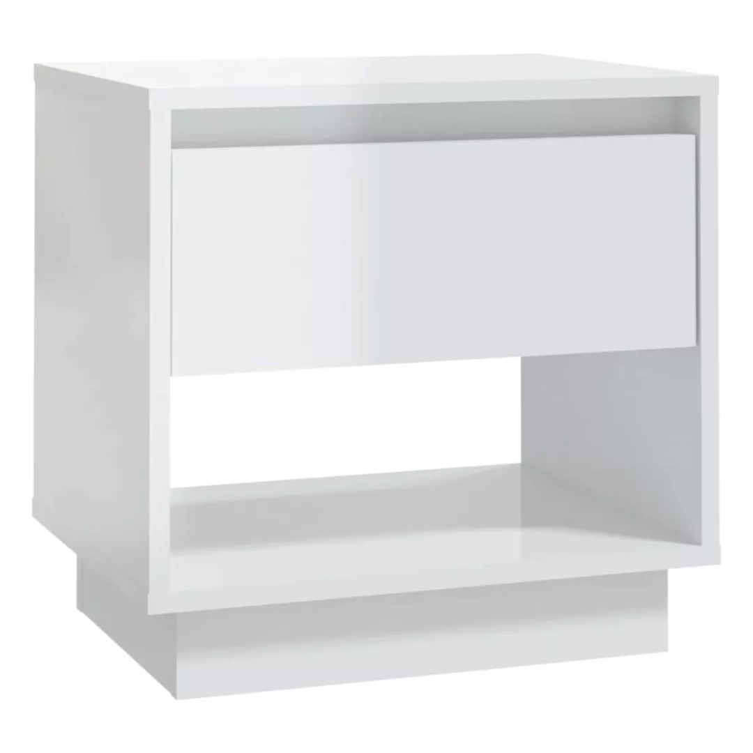 Nachttisch Hochglanz-weiß 45x34x44 Cm Spanplatte günstig online kaufen