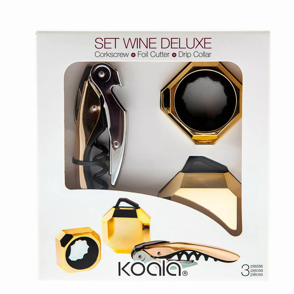 Weinset Koala Deluxe Gold Metall 3 Stücke günstig online kaufen