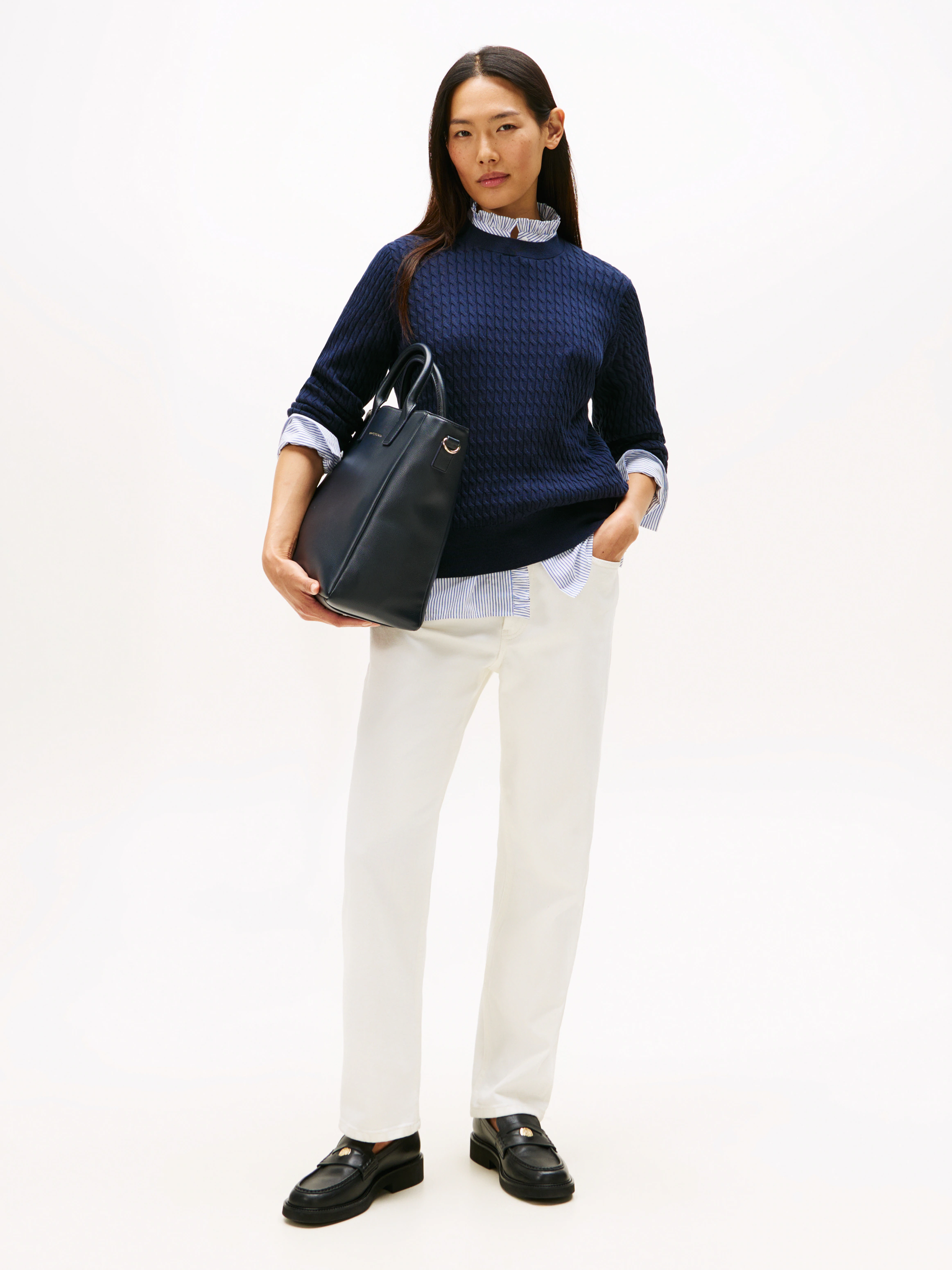 Tommy Hilfiger Rundhalspullover "CO CABLE C-NK LS SWEATER", mit Zopfmuster günstig online kaufen
