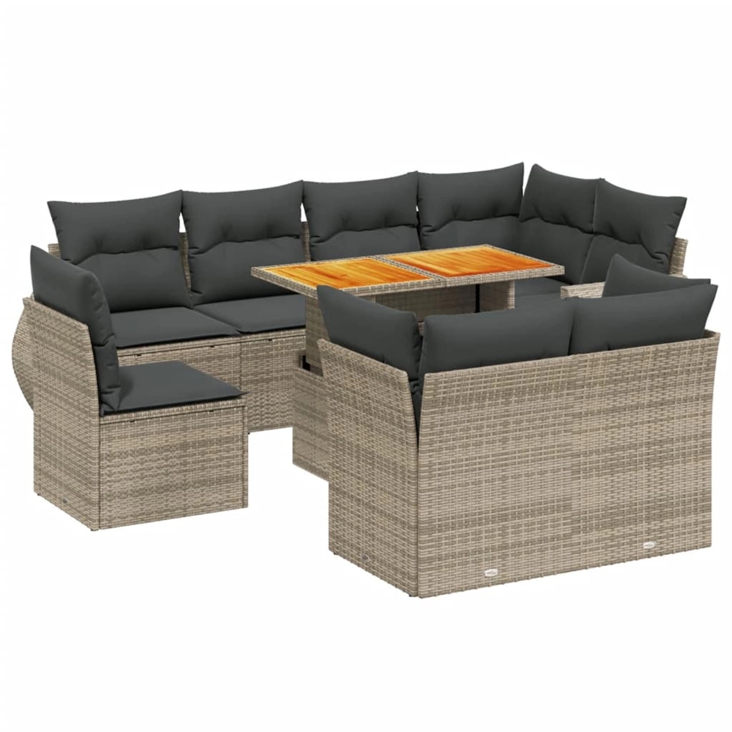 vidaXL 9-Tlg Garten-Sofagarnitur mit Kissen Grau Poly Rattan 3272292 günstig online kaufen