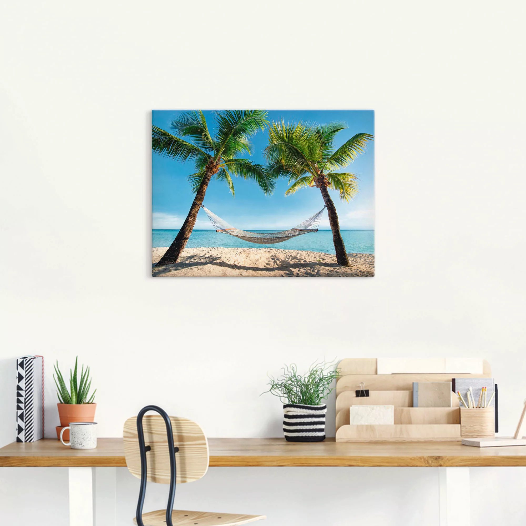 Artland Wandbild »Palmenstrand Karibik mit Hängematte«, Amerika, (1 St.), a günstig online kaufen