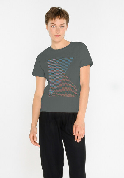 Damen Print T-shirt Spacegrid Aus Biobaumwolle günstig online kaufen